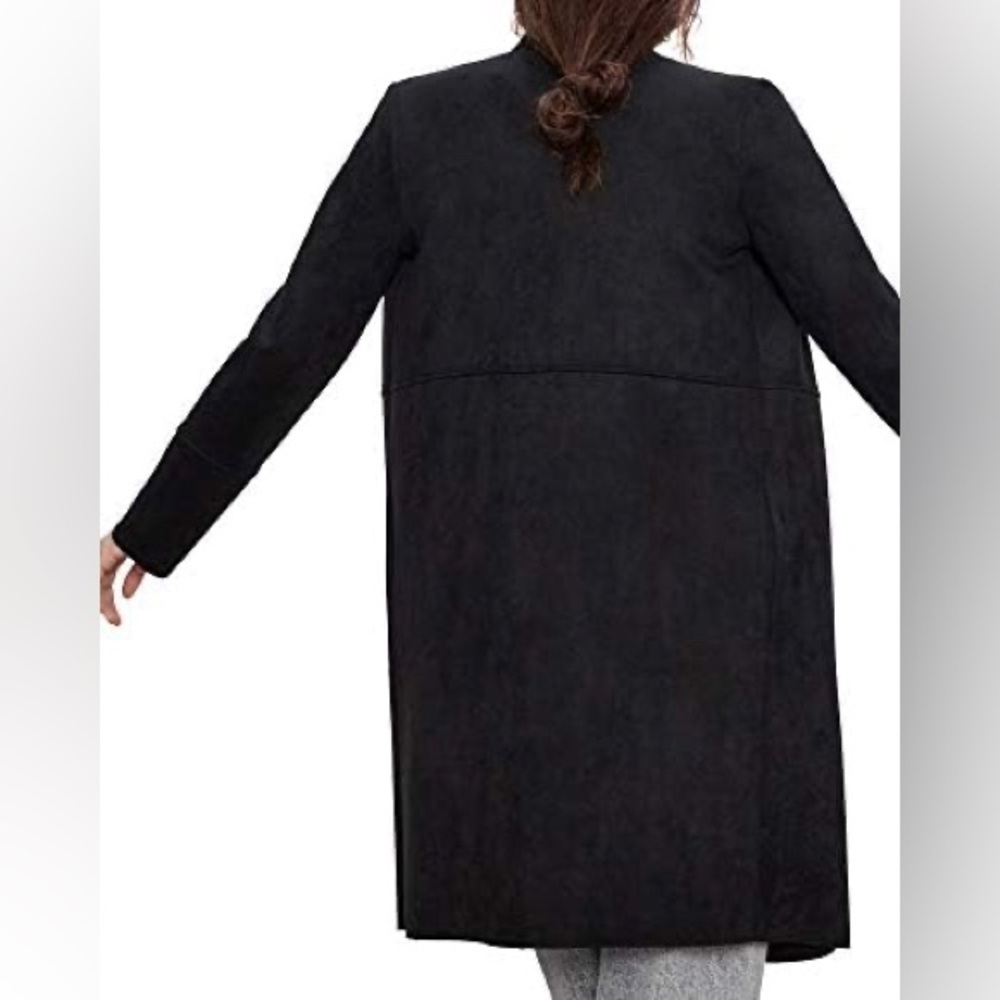 ZARA black faux suede midi Blazer Coat size small - Picture 11 of 12